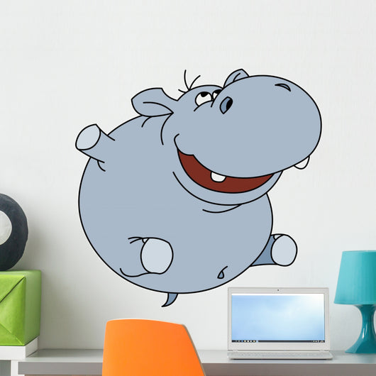 Hippopotamus White Wall Decal