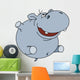 Hippopotamus White Wall Decal
