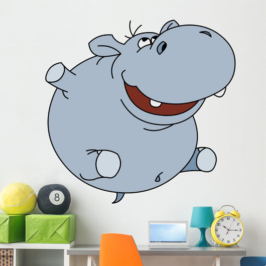 Hippopotamus White Wall Decal