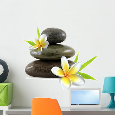 Flowers Frangipani and Zen Wall Decal shown on a wall