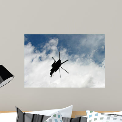 Military Helicopter Wall Decal shown on a wall