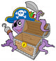 Pirate Octopus with Chest Wall Decal Design 2