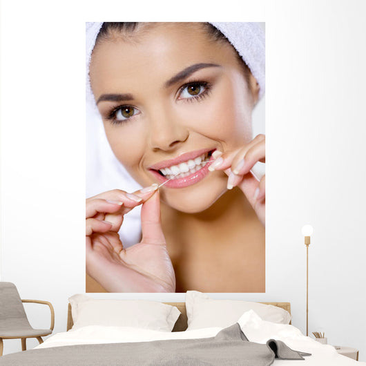 Portrait Beautiful Woman with Wall Decal