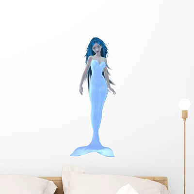 Translucent Mermaid Wall Decal shown on a wall