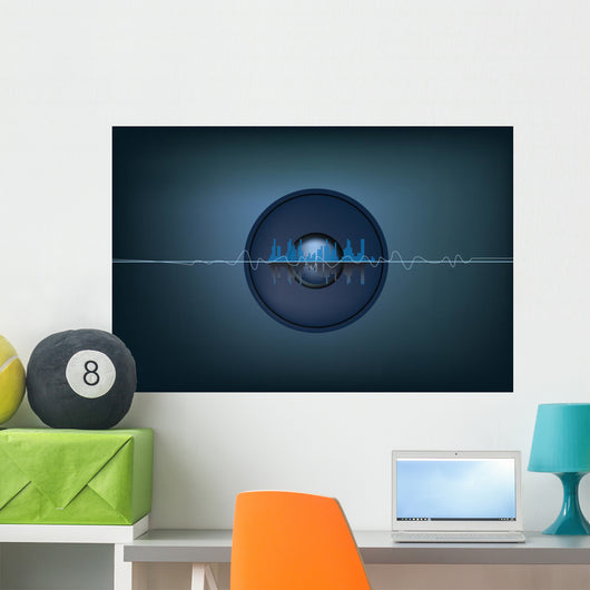 Illustration Soundwaves and Speaker Wall Decal