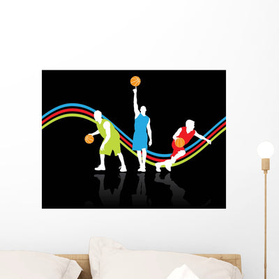 Basketball Wall Decal Design 1 shown on a wall