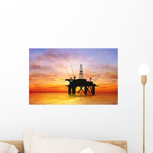 Silhouette Oil Rig Wall Decal