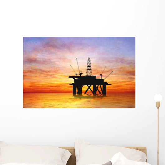 Silhouette Oil Rig Wall Decal