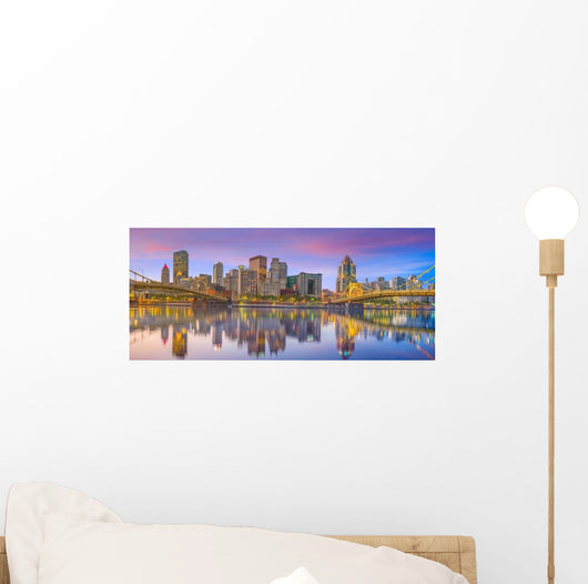 Panorama Downtown Pittsburgh Twilight Wall Decal