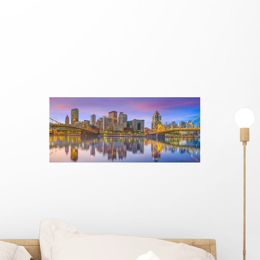 Panorama Downtown Pittsburgh Twilight Wall Decal