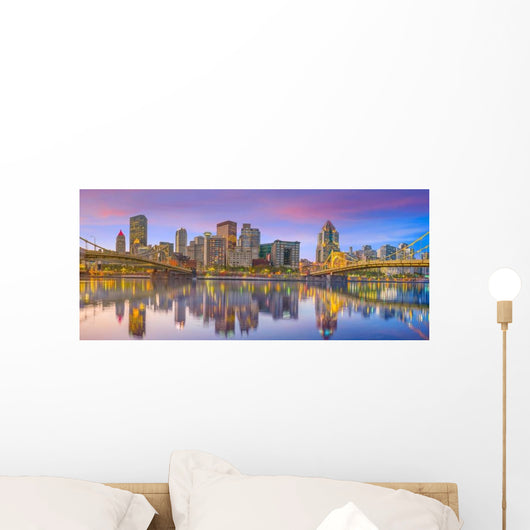 Panorama Downtown Pittsburgh Twilight Wall Decal