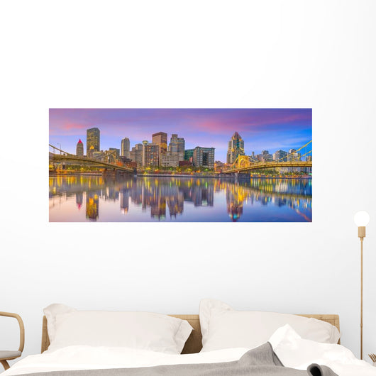 Panorama Downtown Pittsburgh Twilight Wall Decal