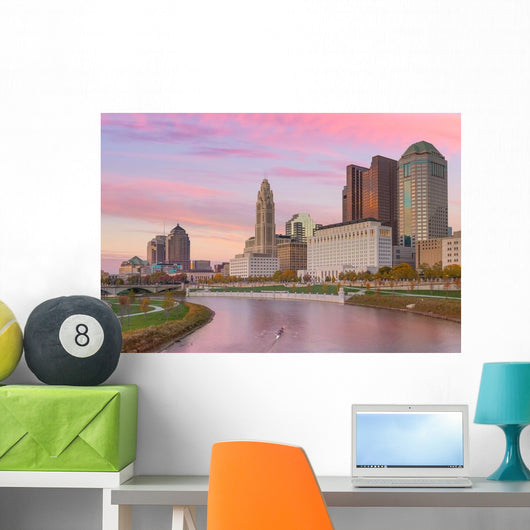 Downtown Columbus Ohio Evening Skyline Wall Decal