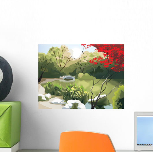 Chinese Landscape Bridge and Wall Decal
