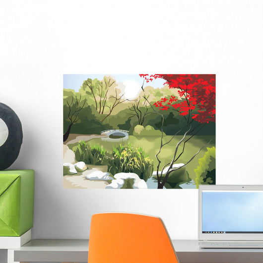 Chinese Landscape Bridge and Wall Decal
