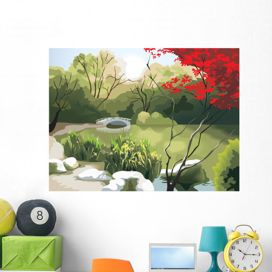 Chinese Landscape Bridge and Wall Decal