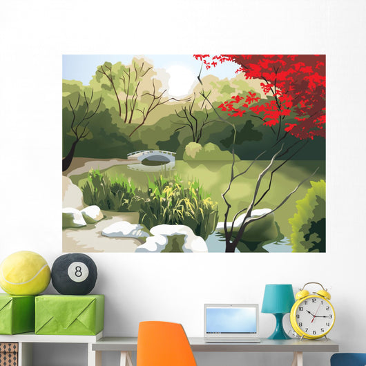 Chinese Landscape Bridge and Wall Decal