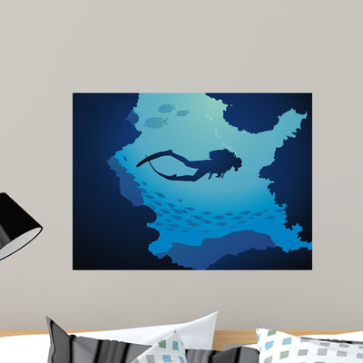 Diver Reeves Wall Mural shown on a wall