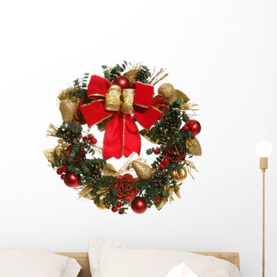 Christmas Wreath Wall Decal shown on a wall