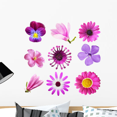 Purple Flowers Wall Stickers Wall Decal shown on a wall