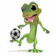 Gecko Kicking Soccer Ball Wall Decal