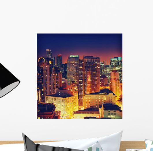 Downtown San Francisco at Night Wall Decal