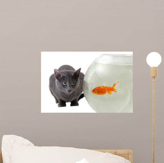 Cat and Fish Wall Decal