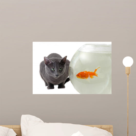 Cat and Fish Wall Decal