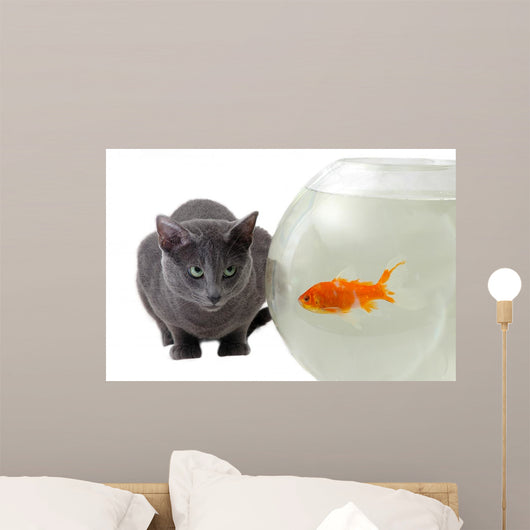 Cat and Fish Wall Decal