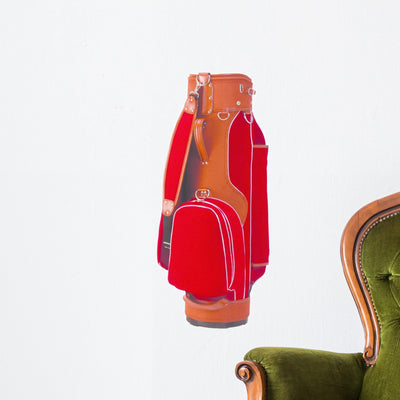 Golf Bag Red Color Wall Decal shown on a wall