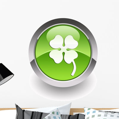 Four-leaf Clover Glossy Icon Wall Decal shown on a wall