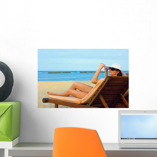 Lady with White Hat Wall Decal