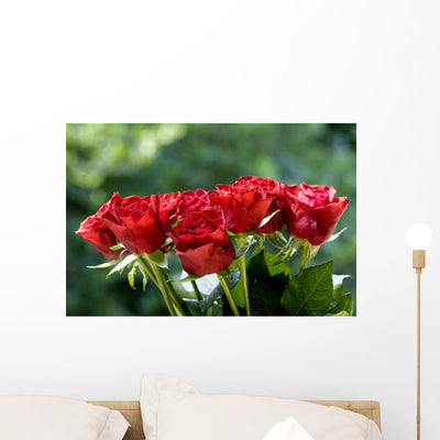 Red Roses Wall Decal shown on a wall