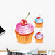 Cupcake with Cherry Wall Decal Sticker Set