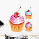 Cupcake with Cherry Wall Decal Sticker Set