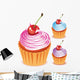 Cupcake with Cherry Wall Decal Sticker Set