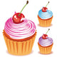 Cupcake with Cherry Wall Decal Sticker Set