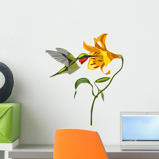 Colorful Tropical Bird and Flower Graphic Wall Decal