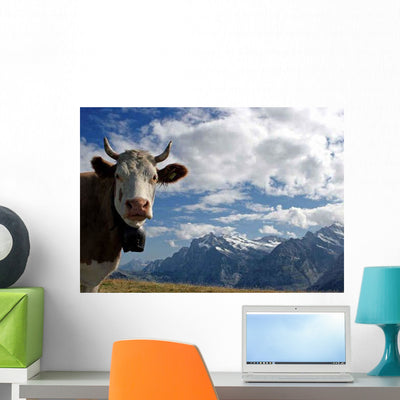 Cow Wall Decal shown on a wall