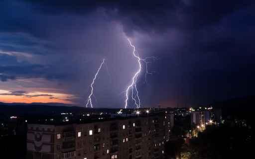 Lightning over City Wall Decal