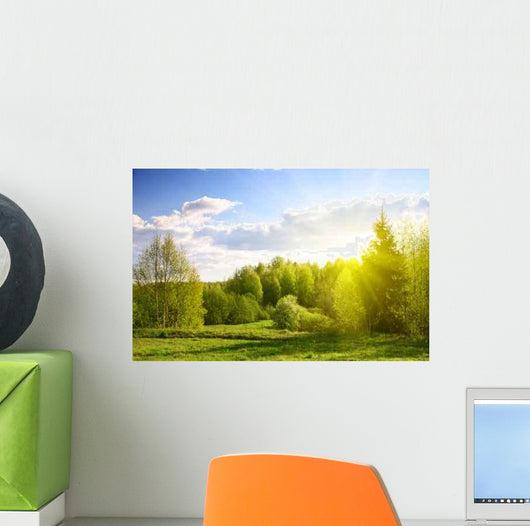 Sunset Spring Forest Wall Decal Design 2