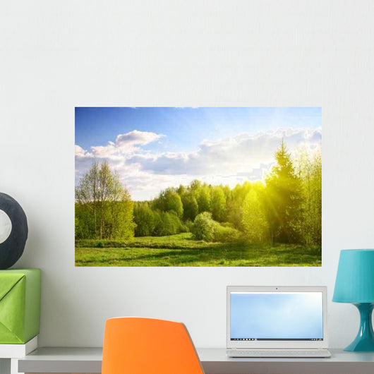 Sunset Spring Forest Wall Decal Design 2