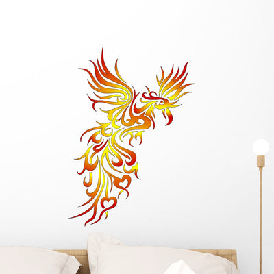 Phoenix Fire Bird Wall Decal shown on a wall