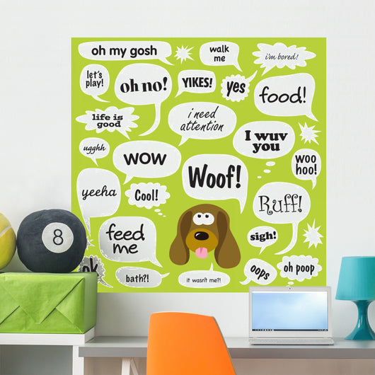Various Phrases Comic Bubbles Wall Decal