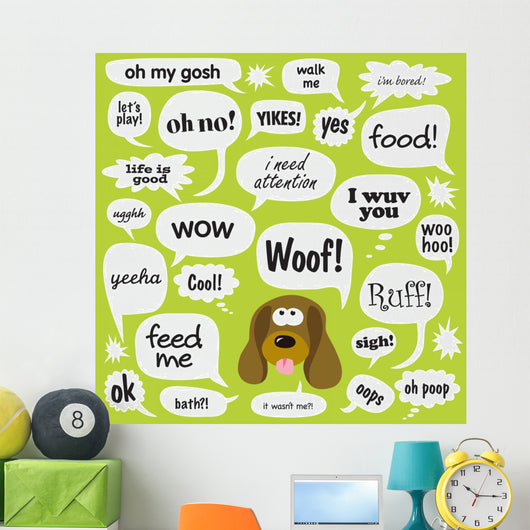 Various Phrases Comic Bubbles Wall Decal