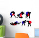 Wrestlers Silhouettes Wall Decal Sticker Set