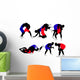 Wrestlers Silhouettes Wall Decal Sticker Set