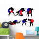 Wrestlers Silhouettes Wall Decal Sticker Set