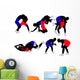 Wrestlers Silhouettes Wall Decal Sticker Set