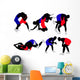 Wrestlers Silhouettes Wall Decal Sticker Set
